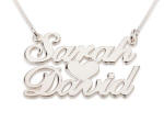 Double name pendant in sterling silver with a heart