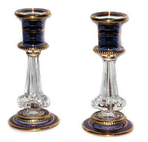 Egyptian blown glass candlestick holder