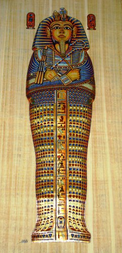Egyptian Papyrus Painting: King Tut Sarcophagus (Coffin)