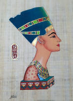 Papyrus painting of Queen Nefertiti bust