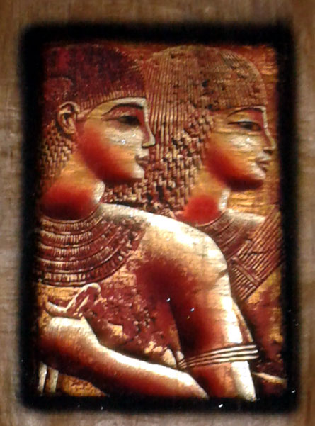 Egyptian Papyrus Paintings:  Princess Meritamun, "The White Queen" in a Metallic Finish