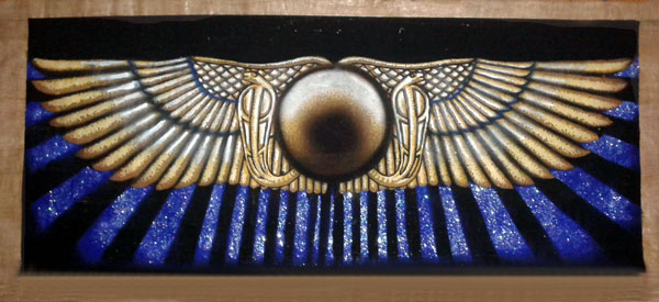 Papyrus Painting: Winged Solar Disc