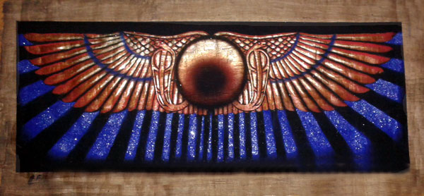 Papyrus Painting: Winged Solar Disc II