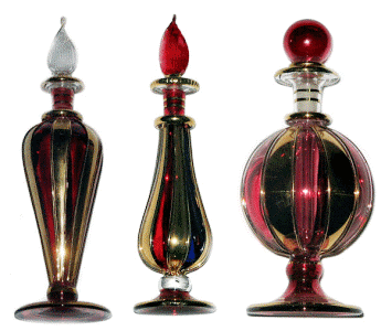 Egyptian blown glass perfume bottles