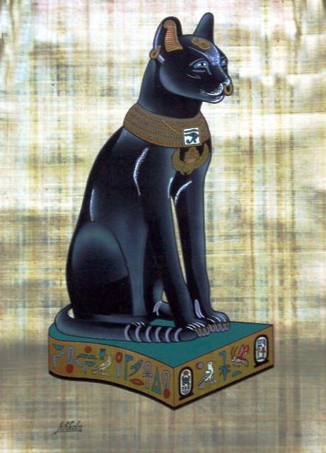 Papyrus Painting - Bastet (Bast) the Egyptian Cat
