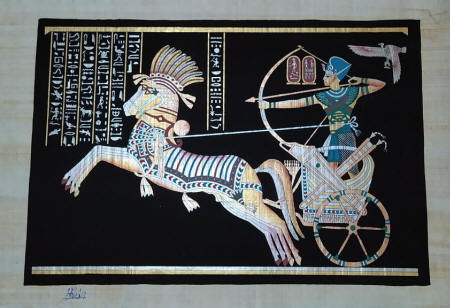 Ramses and the Battle of Kadesh papyrus painting by Khedr