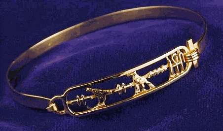 Open style cartouche bangle bracelet