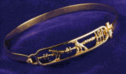 Open style cartouche bangle bracelet