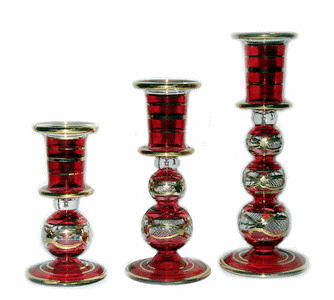 Egyptian blown glass candle stick