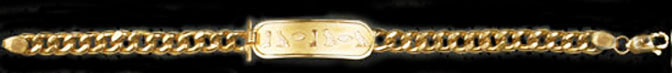 18k gold chain link cartouche bracelet