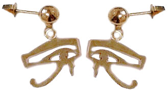 18k gold Eye of Horus earrings.