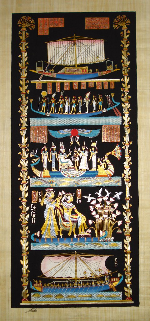 Egyptian papyrus art, boat composite