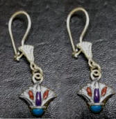 silver inlaid ston lotus earrings 