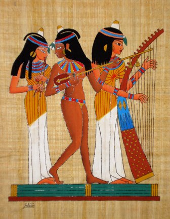 Egyptian Papyrus Painting -  The Musicians