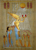 papyrus art akhenaten offering sacrifices