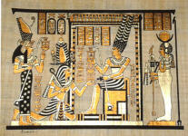 Egyptian Papyrus Painting: Ramses' Journey to the Afterlife Offering Sacrifices to Osiris