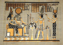 Egyptian Papyrus Painting: Ramses in the Afterlife with Isis After Passing the Final Judgment