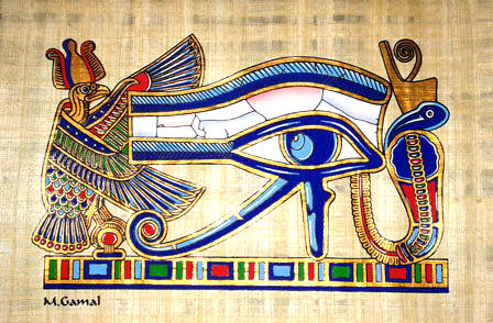  The Protective Eye of Horus Papyrus Painting Blue Tones