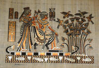 Papyrus Painting:  King Tut and His Wife Honeymoon on the Nile