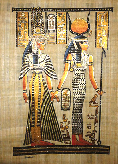 Papyrus Painting - Isis leading Nefertari to the Afterlife