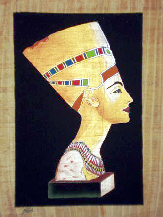 Papyrus painting of Egypt's most famous queen, Nefertiti