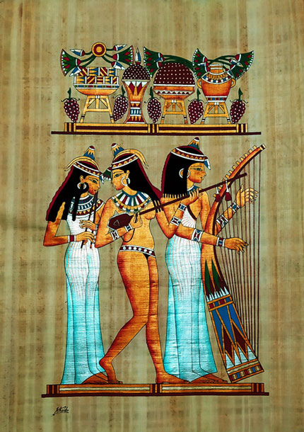 Egyptian Papyrus Painting -  The Musicians