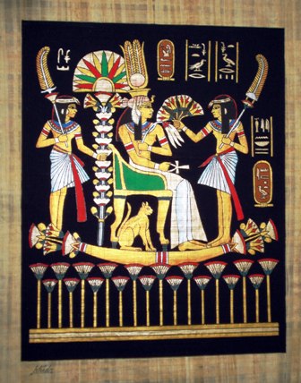  Egyptian Papyrus Painting:   Nefertari Bride of the Nile black background
