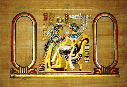 Personalized Papyrus Painting: King Tut and Wife