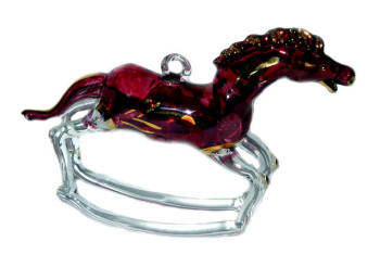 Rocking horse blown glass Christmas ornament