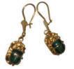 Scarab earrings with inlaid stone, hoop style
