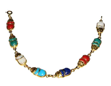 Scarab bracelet with inlaid stones inspired by the jewelry of Ancient Egypt