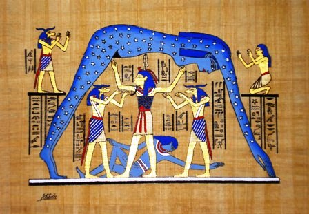 Papyrus Painting:  Golden Nut The Vault of the Heavens