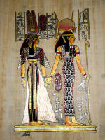 papyrus painting Isis and Nefertari in the after life