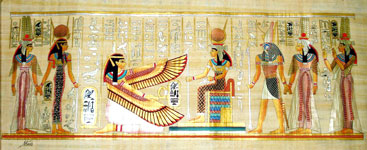  Papyrus Painting - Coronation of Nefertari with Golden Highlights