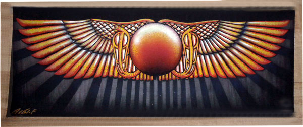 Papyrus Painting Winged Solar Disc Iii