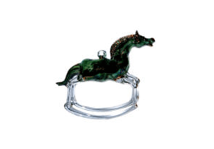 blown glass christmas ornament rocking horse