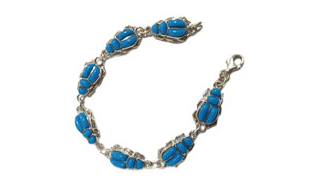 900 silver scarab bracelet with inlaid stone