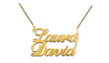 18k gold name necklace two names stacked