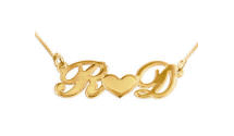 18k gold initial name necklace with heart