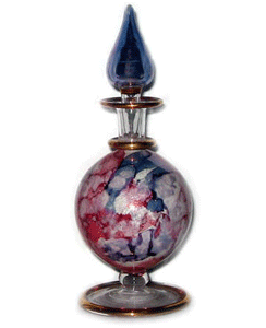 Blown glass perfume bottles, marble finish