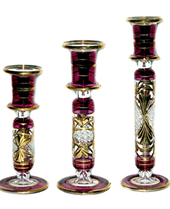 Blown glass candlestick sets