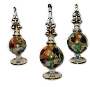 blown glass perfume bottles reality set