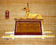 Papyrus Painting:  Golden Anubis 