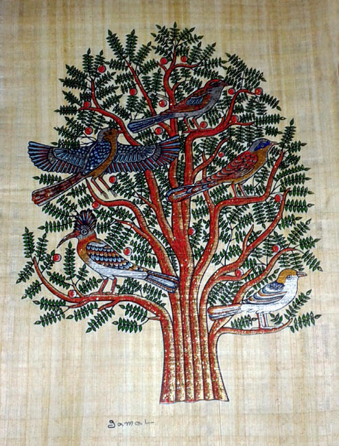 Egyptian Papyrus Painting Golden Tree Of Life