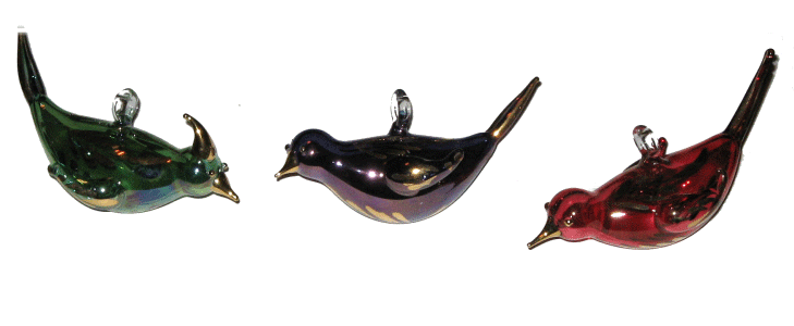 Blown Glass Bird Christmas ornaments