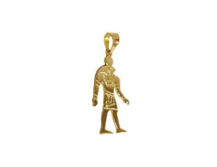 the god horus standing with a solar disc in 18k gold