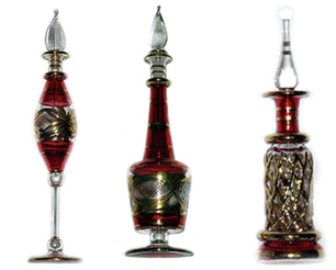 Egyptian blown glass perfume bottles