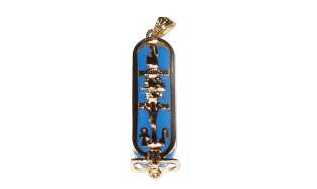 Double sided stone inlaid 18k gold cartouche