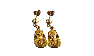 king tut earrings in 18k gold or  900 silver