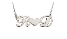 sterling silver name necklace initials with a heart